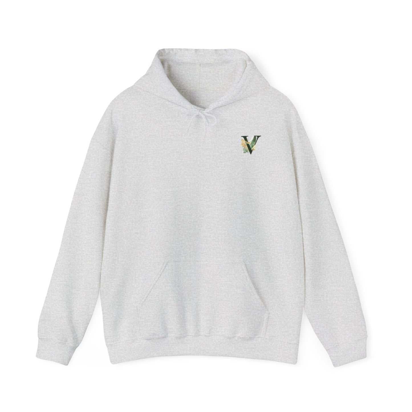 Personalized Floral 'V' Unisex Hooded Sweatshirt - Cozy & Stylish